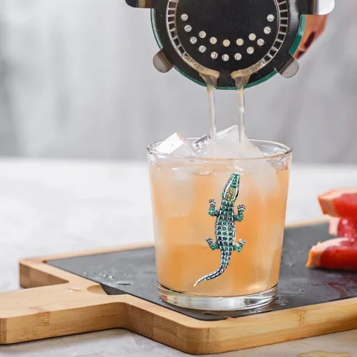 THE QUEENS' JEWELS Alligator Jeweled Double Old Fashioned, 14 oz. Regalo único para mujeres, cumpleaños, lindo, divertido, cóctel, sin pintar,