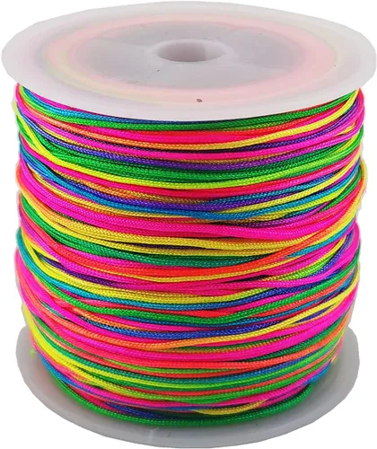 Miniatura 11 de Glory Qin Cuerda decorativa de nailon de 109 yardas con cuentas Kumihimo, cuentas, borla, fabricación de joyas con nudo chino (0.031 in, rojo)