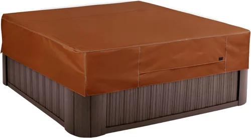 NettyPro Protector de bañera de hidromasaje, impermeable, para exteriores, para bañera de hidromasaje cuadrada, 86 x 86 pulgadas, color marrón