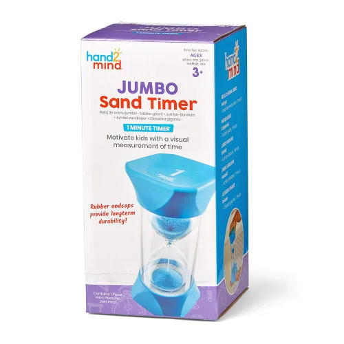 Miniatura 6 de hand2mind Temporizador de arena jumbo de 1 minuto, temporizador de reloj de arena grande, reloj de arena, temporizador silencioso para niños