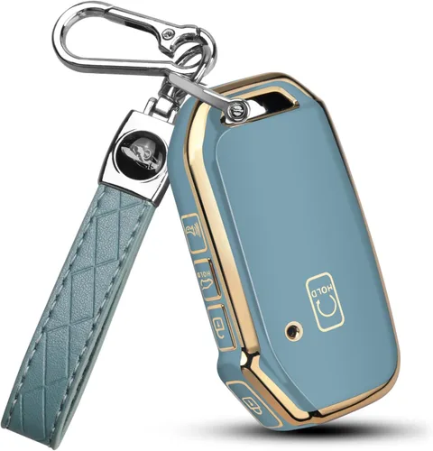 Miniatura 9 de QBUC Funda para llave KIA con llavero para Kia K5 Sorento Telluride 2019, 2020, 2021, 2022, etc. (1 O SIN BOTÓN SOLO EN LA SUPERFICIE FRONTAL)