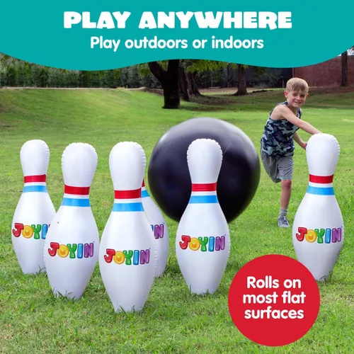Miniatura 4 de JOYIN Juego de bolos inflables gigantes para niños y adultos, juegos para fiestas de Navidad y cumpleaños, juguetes educativos para desarrollar
