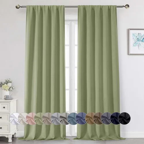 Miniatura 210 de Cortinas opacas para dormitorio, sala de estar, juego de 2 paneles de 54 pulgadas de largo, cortinas de oscurecimiento de habitación con aislamiento