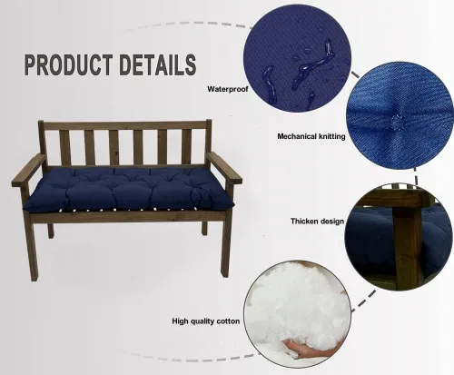 Miniatura 3 de Srutirbo Cojín impermeable para banco de interior/exterior, cojín antideslizante para silla columpio, cojín para sofá de dos plazas para muebles