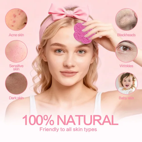 Miniatura 5 de 50 esponjas faciales comprimidas, esponjas faciales naturales, esponjas exfoliantes con forma de flor, reutilizables, el mejor regalo de maquillaje
