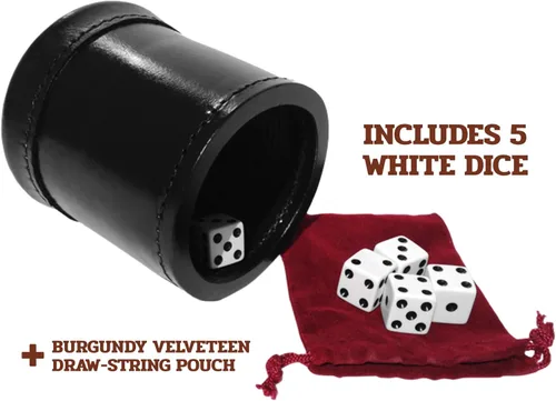 Miniatura 3 de Alex Cramer Golden Gate - Juego de 5 dados blancos, bolsa con cordón y juegos de libro de dados (dados de mentiroso) incluidos, taza de dados