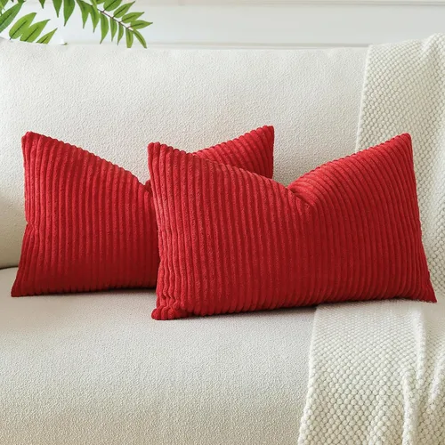 Miniatura 28 de OTOSTAR Paquete de 2 fundas de almohada decorativas de pana suave a rayas, cuadradas, decoración del hogar, fundas de almohada para sofá, cama, sala