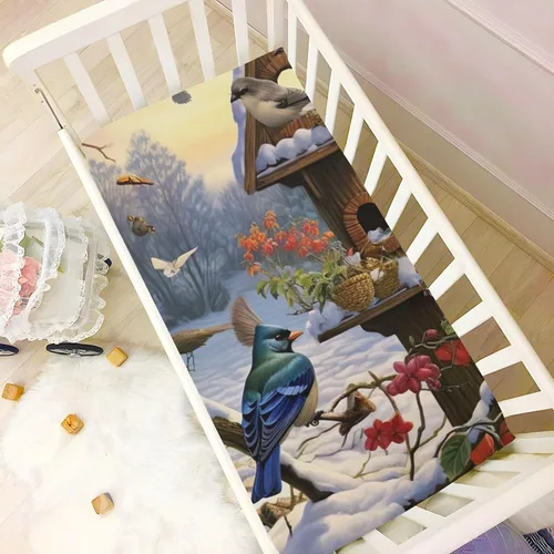 Miniatura 6 de Fitted Crib Sheets Winter Cardinal Tree Snow Baby Crib Sheets for Boy & Girl Toddler Mattress Sheets 21216407