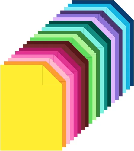 Miniatura 8 de 60 hojas de cartulina de color, 28 colores surtidos tamaño A4 de 8.82 oz/m², papel de cartulina impreso de doble cara, cartulina gruesa de alta