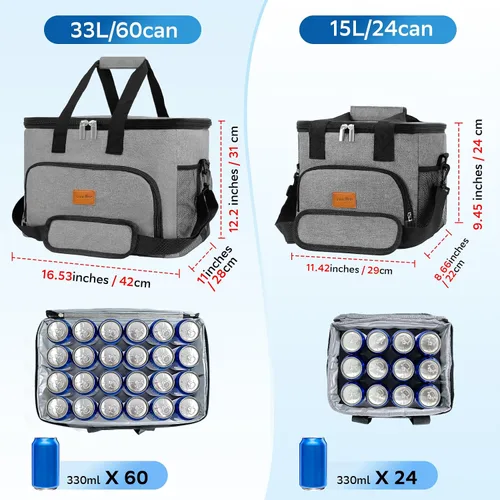 Miniatura 4 de Portable Soft Cooler Bag - 24/60 Can Insulated Camping Cooler, Leakproof Collapsible Soft Sided Cooler for Drink, Suitable for Picnic, Beach