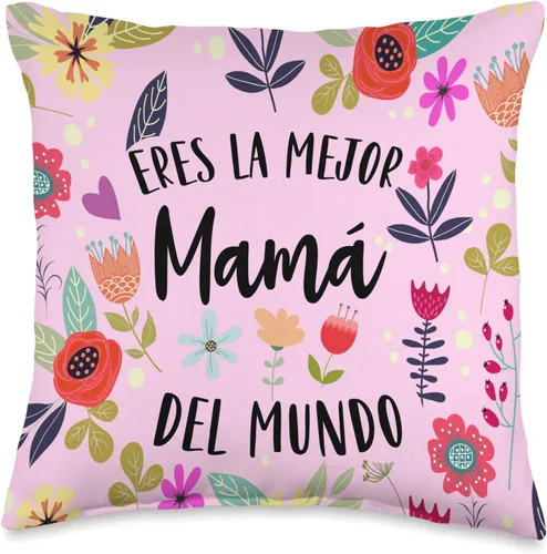 La Mejor Mama del Mundo in English Regalos Mejor Mama del Mundo in English Almohada Dia de la Madre, 16x16, Multicolor