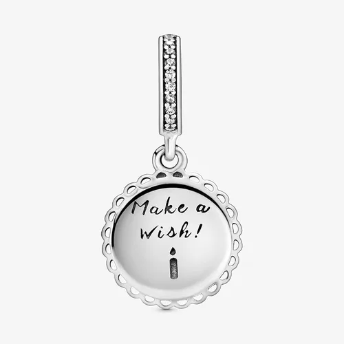Miniatura 3 de EZ Tuxedo Abalorio de plata de ley 925 con texto en inglés Happy Bday para pulseras, Metal, circonita