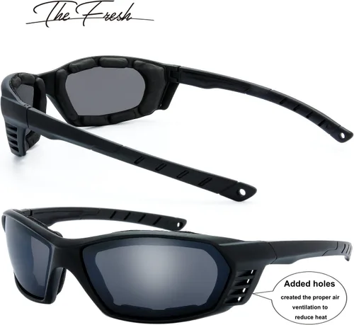Miniatura 5 de Gafas de Motocicleta con Marco Acolchado y Lentes que Bloquean 100% UVB/UVB para Actividades al Aire Libre y Deportes 5-negro mate