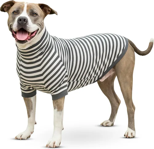 Miniatura 10 de Tooth & Honey Camisa para perros grandes, transpirable, de algodón y elastano, con cobertura completa debajo del vientre, para aliviar alergias