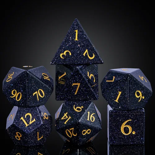 Miniatura 50 de UDIXI Juego de dados de piedras preciosas de amatista, dados DND de piedra de cristal D&D con estuche de regalo para juegos de rol y juegos de mesa