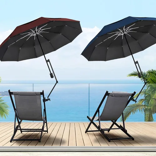 Miniatura 3 de HOBVO UPF 50+ Paraguas de golf con abrazadera universal ajustable, paraguas portátiles para la lluvia, apertura y cierre manual, para silla