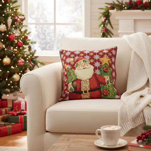 Miniatura 2 de Tache - Funda de almohada roja de Papá Noel, 1 pieza de 16 x 16 pulgadas, tapiz festivo, lindo Papá Noel está llegando a la ciudad, funda de almohada