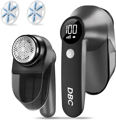 DBC Afeitadora de tela recargable, removedor de pelusa de 3 velocidades para pantalla LED de ropa, motor potente de 15000 r/min, afeitadora de Negro