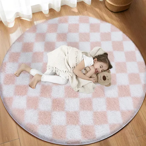 Miniatura 26 de Alfombra de área súper suave en blanco y negro, de 5 x 7 pies, alfombra clásica a cuadros de pelo alto mullida para dormitorio, sala de estar, Negro