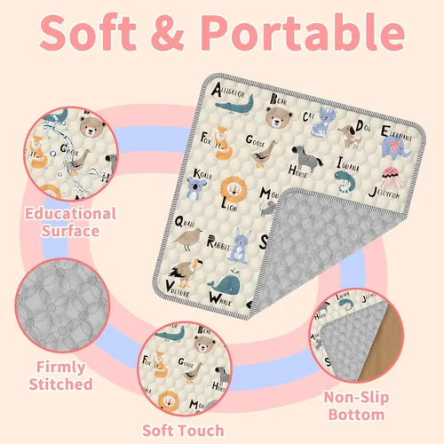 Miniatura 3 de Tapete de juego para bebé para suelo, tapete de corral de 50 x 50 pulgadas, suave, portátil, antideslizante, lavable a máquina, compañero de juego