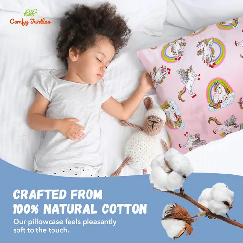 Miniatura 2 de Funda de almohada para niños pequeños 13 x 18 algodón unicornio almohadas para niñas, fundas de almohada pequeñas para almohadas de viaje, funda