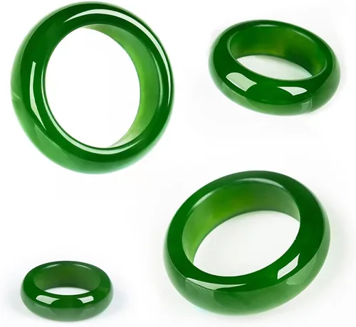 Miniatura 2 de Anillo de jade - Jade hetian verde naturalblanco, anillos de jade verde para mujeres y hombres, joyería de jade, regalos para mujeres