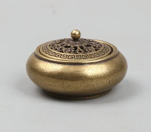 Miniatura 3 de Latón chino mini incensario estatua quemador incienso loto cobre adornos escritorio decoración del hogar