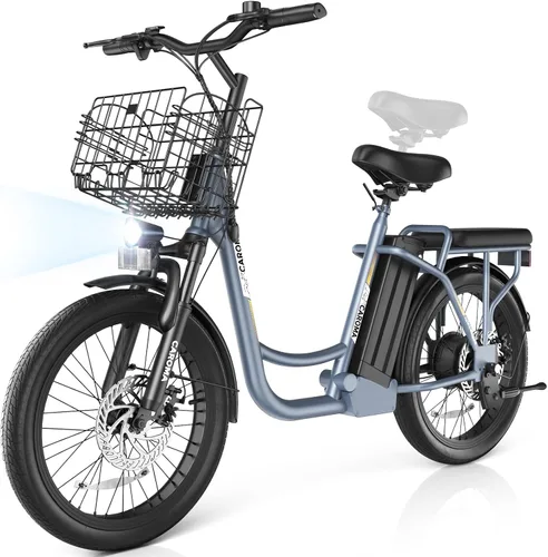 Miniatura 10 de Caroma Peak - Scooter eléctrico de 500 W/800 W/1200 W con asiento, bicicleta eléctrica de neumático grueso de 20 pulgadas con batería extraíble