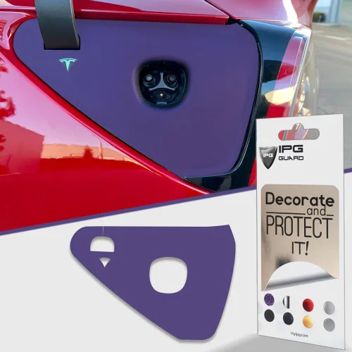 Miniatura 9 de IPG para Tesla - Calcomanías adhesivas de envoltura de puerto de carga, emblema para bricolaje, personaliza el modelo 3-Y (rosa)