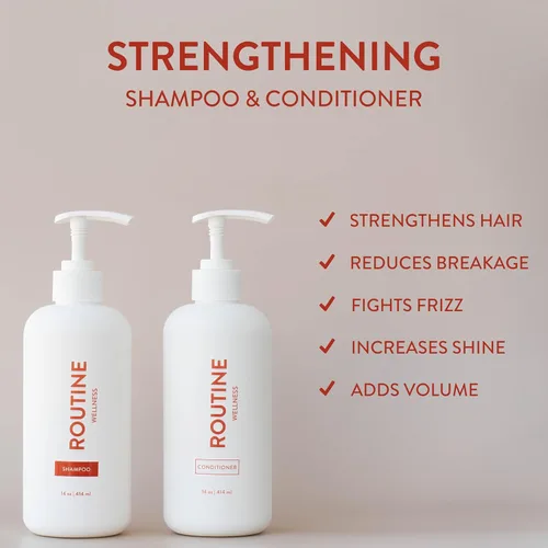 Miniatura 4 de Routine Wellness Set de champú y acondicionador y suero capilar para cabello más fuerte - Biotina Color seguro Sin sulfatos Vegano Probado