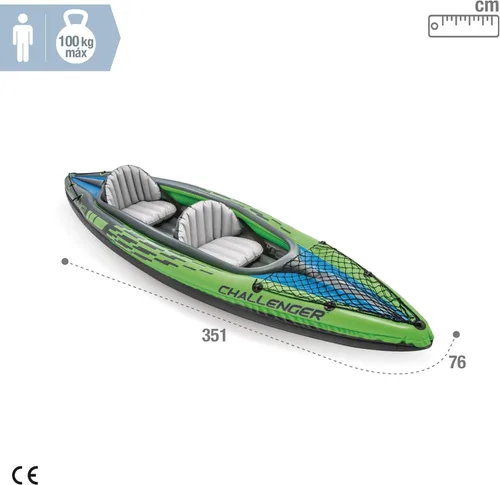 Miniatura 4 de Serie de Kayaks Inflables Intex Challenger: Incluye remos Deluxe de 86 pulgadas y bomba de alto rendimiento – PVC SuperStrong – Asiento ajustable