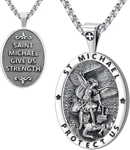 Miniatura 179 de Eusense Saint Necklace Sterling Silver 925 Protection Jewelry for Men Women Patron St Medals Amulet Pendant