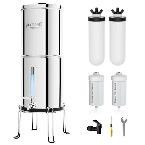 Miniatura 10 de Purewell Sistema de filtro de agua de gravedad portátil de 1.0 galones, sistema de encimera de ultrafiltración de 4 etapas de 0.01 μm con ventana