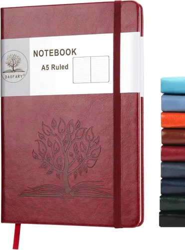 Miniatura 23 de Daofary Cuaderno A5 con rayas de cuero, 160 páginas, diario de 100gsm de papel grueso, tapa dura, con bolsillo, para trabajo, hombres y mujeres, 8.4