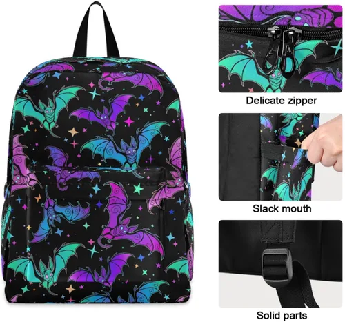 Miniatura 4 de MNSRUU Mochila para estudiantes para la escuela, Halloween, mochila luminosa de murciélagos para laptop, mochila estética para niñas, niños, mochila