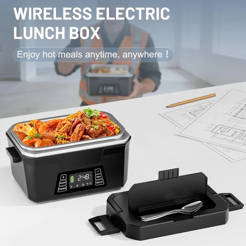 Miniatura 7 de Carsolt Lonchera eléctrica inalámbrica para adultos, lonchera térmica recargable de 1.2 L para hombres con control de aplicación, calentador