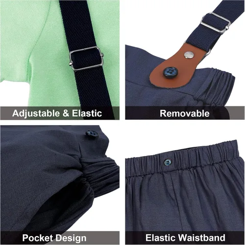 Miniatura 5 de A&J DESIGN Traje de caballero para bebé, 2 piezas, camisa y pantalones