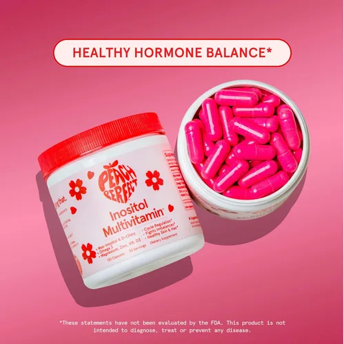 Miniatura 6 de Peach Perfect Inositol Multivitamínico – Mezcla de mio-inositol y D-Chiro 40:1, Omega-3, Vitamina D3, Magnesio, Zinc – Apoya la salud de la mujer