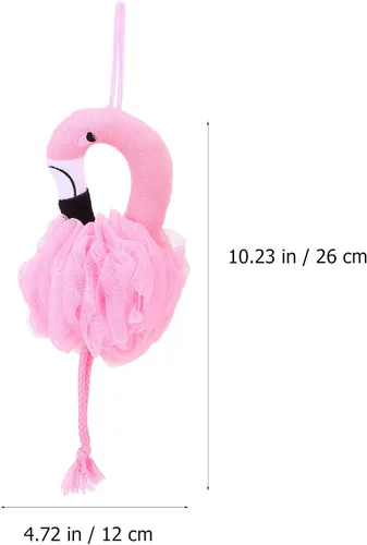 Miniatura 2 de Beaupretty Bolas de baño de flamenco para niños, paquete de 3 esponjas de baño de dibujos animados, esponjas suaves para la ducha, masaje de piel