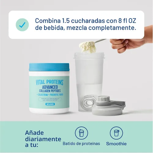 Miniatura 6 de Vital Proteins® Colágeno avanzado + calostro + fibra prebiótica, 0.08 onzas de péptidos de colágeno VERISOL®, apoya la salud intestinal