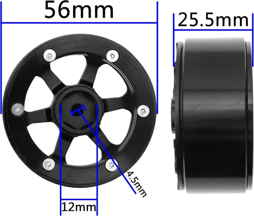 Miniatura 7 de Paquete de 4 ruedas Vgoohobby de metal Beadlock de 1.9, juego de llantas de 6 radios compatibles con Traxxas TRX4 Axial SCX10 AXI03007 Tamiya CC01