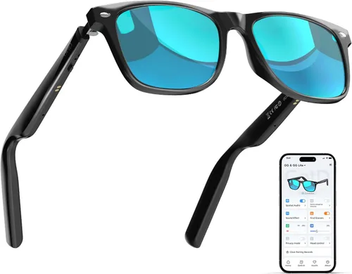 Miniatura 17 de GetD Lentes AI, traducción en tiempo real con IA en 147 idiomas, lentes de sol polarizados inteligentes de nailon, gafas de aviador Bluetooth