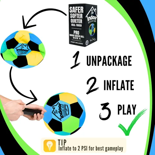 Miniatura 3 de La Pelota Interior — Pelota de Fútbol de Espuma Suave Acolchada Tamaño 4 para Niños (Edad 3+) — Pelota de Casa Esencial o Regalo de Fútbol