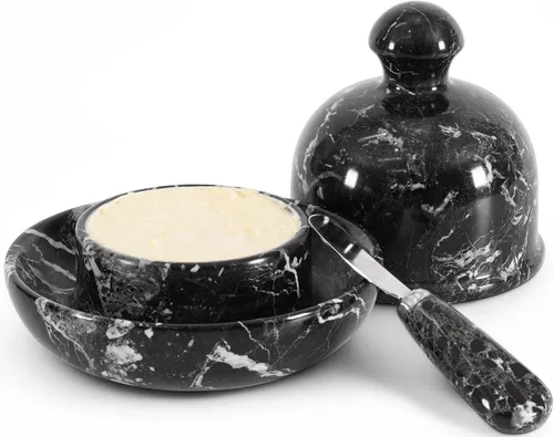 Miniatura 10 de Radicaln Mantequillera de Mármol con Tapa de 6 Pulgadas Blanca Hecha a Mano Contenedor de Almacenamiento de Mantequilla Mantequillera Ideal Blanco