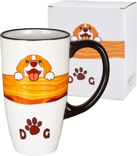 Miniatura 7 de Taza de viaje de cerámica con tapa, tazas de café altas con asa, taza de café y té de porcelana, bonito diseño de erizo, regalos de cumpleaños