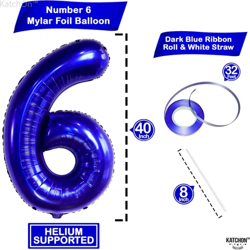 Miniatura 674 de KatchOn, Globo grande azul número 2 de 40 pulgadas Decoraciones de cumpleaños de Baby Shark para niño de 2 años Globo azul número 2 Globo