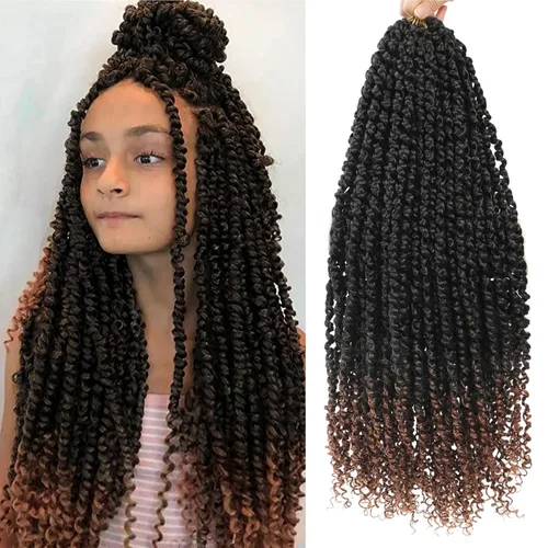 Miniatura 31 de 9 paquetes de cabello pretrenzado Passion Twist de 10 pulgadas, cabello de ganchillo Passion Twist con ombre marrón, trenzas de ganchillo bohemio