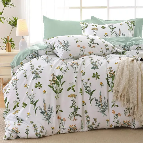 Miniatura 34 de MUXHOMO Juego de edredón tamaño individual XL, elegante juego de cama con estampado floral en una bolsa, 5 piezas, ultra suave y transpirable