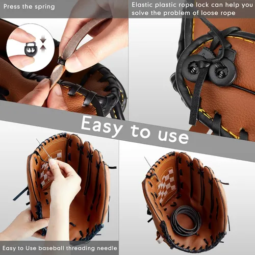 Miniatura 7 de Fabbay Kit de 16 piezas de guantes de cuidado de guantes, 2 cordones de cuero de 78.74 pulgadas, 4 cerraduras de guante, 7 agujas de cordones, Negro
