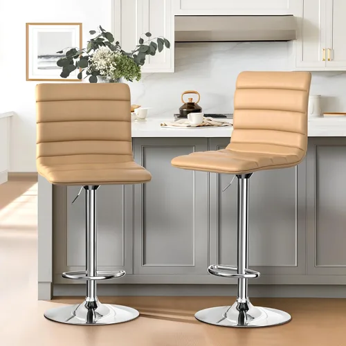 Miniatura 14 de NicBex Taburetes de bar giratorios modernos de piel sintética ajustables, taburetes de bar para isla de cocina, juego de 2, (color gris)